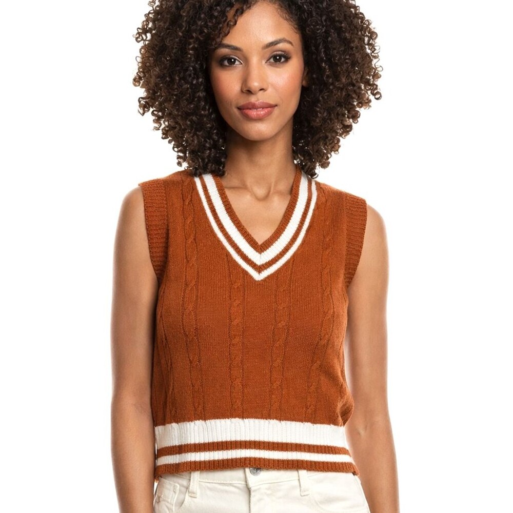 FCT burnt orange or rust Sleeveless Varsity Sweater Vest Size XLarge